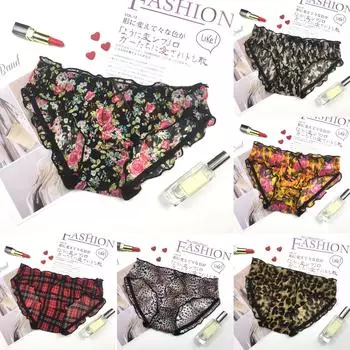 Женское леопардовое кружевное белье, стринги, трусы, нижнее белье, Трусики, стринги