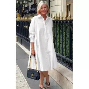 Женское летнее элегантное платье-рубашка с лацканами и рукавами четверть длины L чёрный