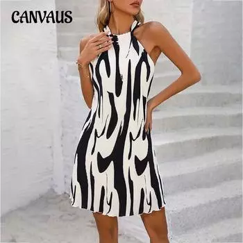 Женское летнее элегантное плиссированное платье с принтом и свисающим вырезом, свободное платье, персонализированные короткие платья без бретелек на бретелях S белый