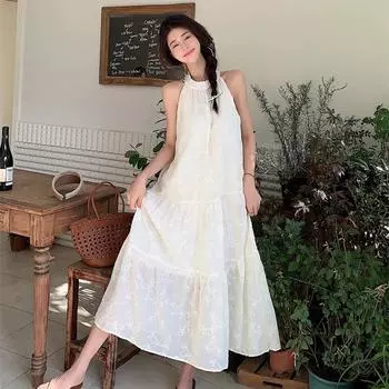 Женское летнее белое платье во французском стиле, винтажные милые длинные вечерние платья S белый