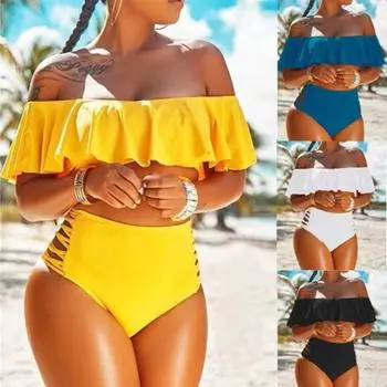 Женское летнее бикини танкини с открытыми плечами двойной купальник купальники купальный костюм танкини XXXXXL белый