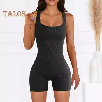 Женское летнее боди с квадратным вырезом, без рукавов, облегающее, эластичное, с плотной талией, с открытой спиной, сплошной цвет, мягкий дышащий женский спортивный комбинезон для йоги S белый