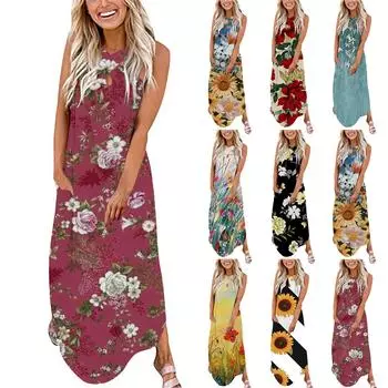 Женское летнее дизайнерское повседневное платье с постепенным висячим вырезом без рукавов и v-образным вырезом, длинное платье XL синий