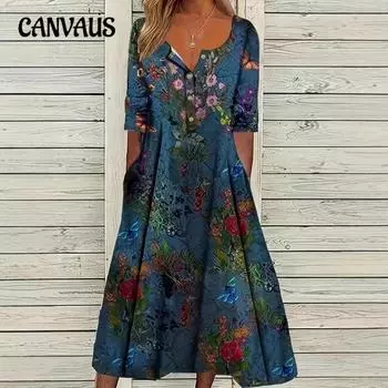 Женское летнее длинное платье с коротким рукавом и принтом, цвет конфет, сращивание, праздничные пляжные длинные платья S синий