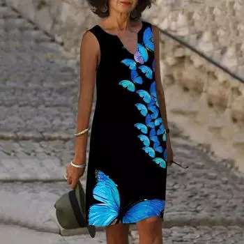 Женское летнее фиолетовое платье с V-образным вырезом и кристаллами и бабочкой, повседневное модное платье без рукавов, повседневные свободные сексуальные платья размера плюс XS-8XL XS красный