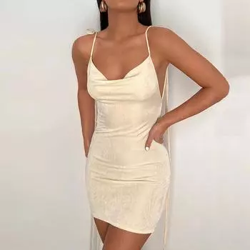 Женское летнее и новое модное сексуальное облегающее платье без бретелек в европейском и американском стиле S абрикосовый