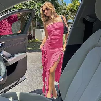 Женское летнее кружевное платье с медузой на одно плечо, женские платья со специями S белый