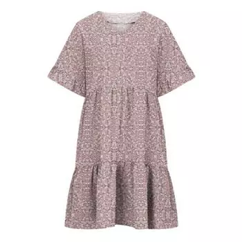 Женское летнее миди-платье с цветочным принтом, повседневное, с V-образным вырезом, оборками, короткими рукавами, свободное платье, бохо, пляжное, для отпуска, сарафан S розовый