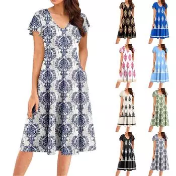 Женское летнее модное элегантное платье миди в стиле ретро с V-образным вырезом и оборками на рукавах XL розовый