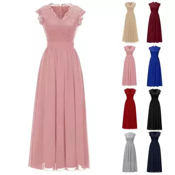 Женское летнее модное кружевное шифоновое элегантное платье без рукавов, вечерние платья, платье макси XL тёмно-синий