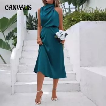 Женское летнее модное новое длинное платье без рукавов XS абрикосовый