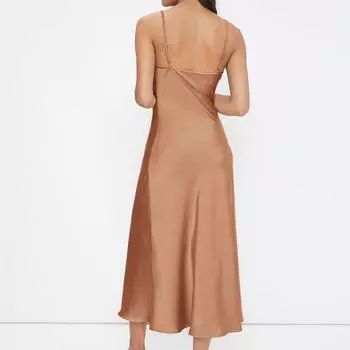 Женское летнее модное однотонное атласное платье на подтяжках с глубоким v-образным вырезом, облегающее платье XS темно-зеленого