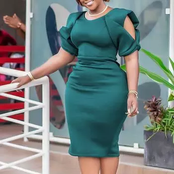 Женское летнее модное платье большого размера, женское элегантное цельное однотонное платье-футляр S жёлтый