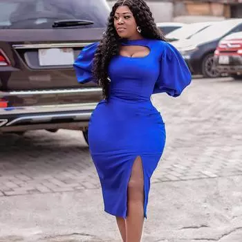 Женское летнее модное платье большого размера с вырезом, цельное однотонное платье с длинными рукавами и разрезом S белый