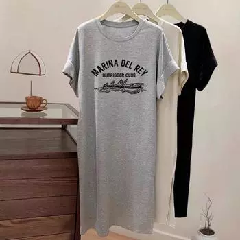 Женское летнее модное платье-футболка с рукавами-крылышками, свободное повседневное платье с разрезом M чёрный