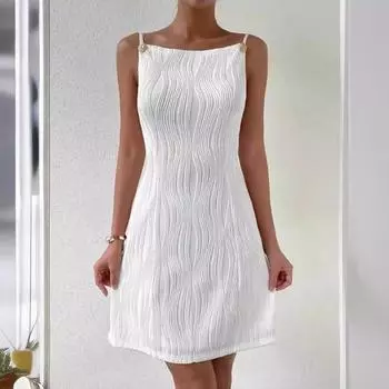 Женское летнее модное платье с объемными линиями и сексуальным халтером S белый