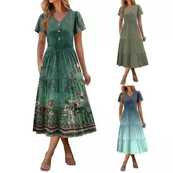 Женское летнее модное повседневное платье L чёрный