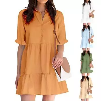 Женское летнее модное повседневное сплошное цветное сексуальное платье с v-образным вырезом и короткими рукавами XXL зелёный