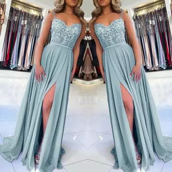 Женское летнее модное сексуальное кружевное длинное платье с приостановкой L