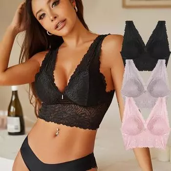 Женское летнее нижнее белье FINETOO с широкими бретелями и полосками, однотонное и мягкое нижнее белье S чёрный