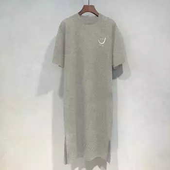 Женское летнее новое платье-футболка с короткими рукавами, свободное платье средней длины выше колена XL серый