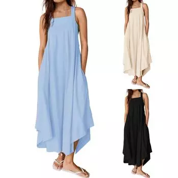 Женское летнее облегающее платье макси с цветочным принтом на бретелях без рукавов, длинные платья в стиле бохо S коричневый