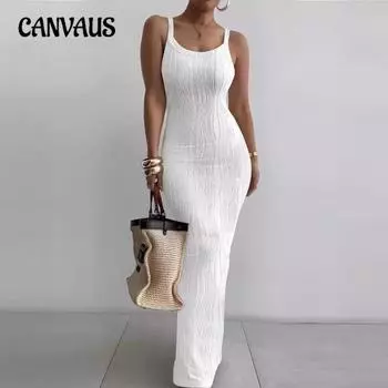 Женское летнее обтягивающее платье без рукавов Платья темперамента Длинные платья S зелёный