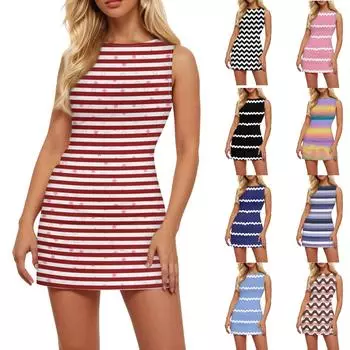 Женское летнее платье без рукавов с застежкой-молнией и круглым вырезом, облегающие платья XXXL чёрный