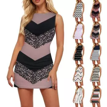 Женское летнее платье без рукавов с застежкой-молнией и круглым вырезом, облегающие платья XXXL