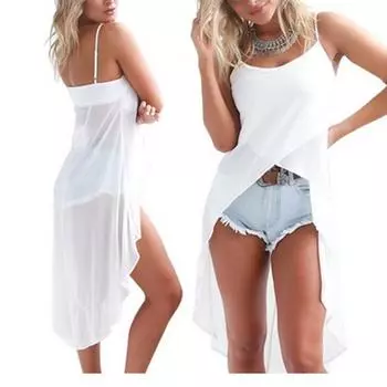 Женское летнее платье без рукавов, сексуальное повседневное шифоновое пляжное платье с ремешком на бретельках/блузка L розовый