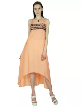 Женское летнее платье Bimba, асимметричное платье до середины икры с вышивкой 10 персиковый