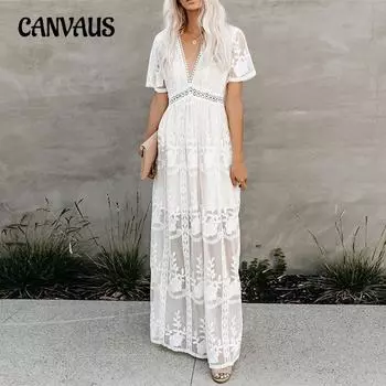 Женское летнее платье больших размеров с короткими рукавами и V-образным вырезом из шифона S чёрный