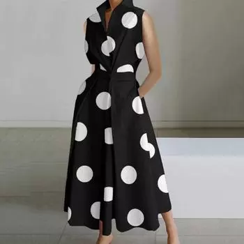 Женское летнее платье, длинное, элегантное, винтажное, с коротким рукавом, круглым вырезом, макси, пляжное платье L чёрный