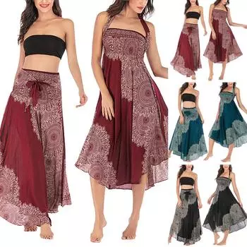 Женское летнее платье для отдыха и отдыха с принтом в виде морского берега и V-образным вырезом и разрезом One Size чёрный