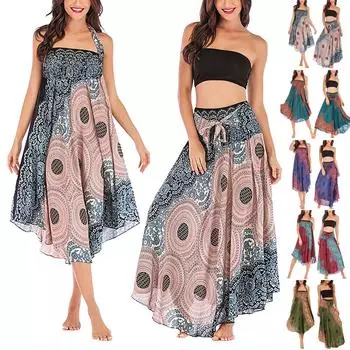 Женское летнее платье для отдыха и отдыха с принтом в виде морского берега и V-образным вырезом и разрезом One Size