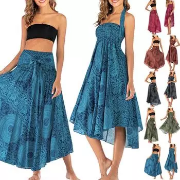 Женское летнее платье для отдыха и отдыха с принтом в виде морского берега и V-образным вырезом и разрезом One Size чёрный