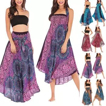 Женское летнее платье для отдыха и отдыха с принтом в виде морского берега и V-образным вырезом и разрезом One Size