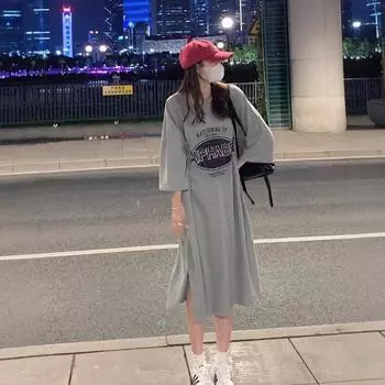 Женское летнее платье-футболка с коротким рукавом, модное повседневное платье выше колена плюс длинное платье M белый