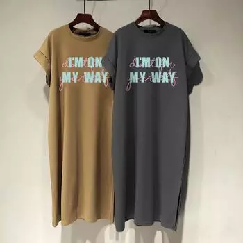 Женское летнее платье-футболка с короткими рукавами, свободное повседневное платье с небольшими летящими рукавами M темно серый