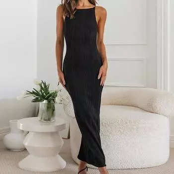 Женское летнее платье-халтер без рукавов, юбка-халтер, облегающее сексуальное платье для женщин S белый