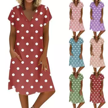 Женское летнее платье из хлопка и льна с V-образным вырезом и короткими рукавами XXL