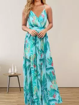 Женское летнее платье из шифона с принтом, персонализированная юбка, повседневные модные пляжные платья, женское сексуальное платье с открытой спиной S чёрный