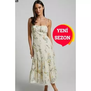 Женское летнее платье миди с цветочным узором