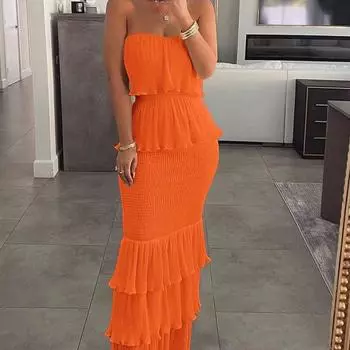 Женское летнее платье, милое шифоновое платье на подтяжках, темпераментное, французское, нежное, элегантное, с рюшами, праздничное платье феи D3227 One Size фиолетовый