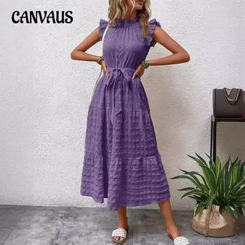 Женское летнее платье, модные деревянные серьги с рукавами и галстуком, текстурированные платья S чёрный