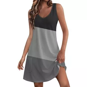 Женское летнее платье, повседневные свободные длинные платья с принтом для пляжного отдыха L чёрный