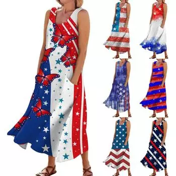 Женское летнее платье, повседневные свободные длинные платья с принтом для пляжного отдыха L чёрный