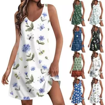 Женское летнее платье, повседневные свободные длинные платья с принтом для пляжного отдыха L чёрный