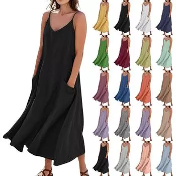 Женское летнее платье, повседневные свободные длинные пляжные платья для отдыха L