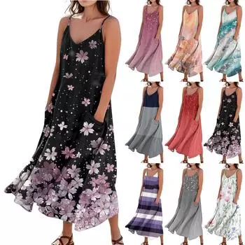 Женское летнее платье, повседневные свободные длинные пляжные платья для отдыха L темно-фиолетового